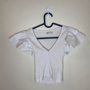 Zara white crop top size S